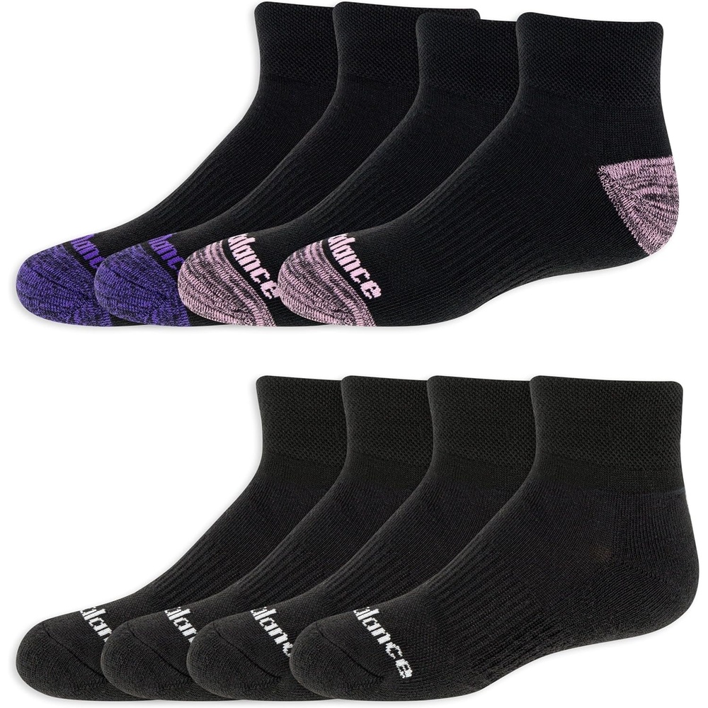 image:imageNew Balance Kids Performance Cushioned Low Cut Socks 8 Pairs Breathable Mesh Arch SupportBlack