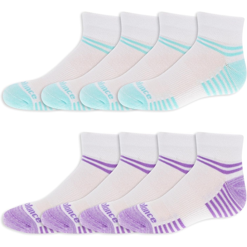 image:imageNew Balance Kids Performance Cushioned Low Cut Socks 8 Pairs Breathable Mesh Arch SupportLegacy White