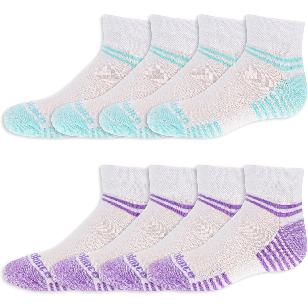 image:imageNew Balance Kids Performance Cushioned Low Cut Socks 8 Pairs Breathable Mesh Arch SupportWhite