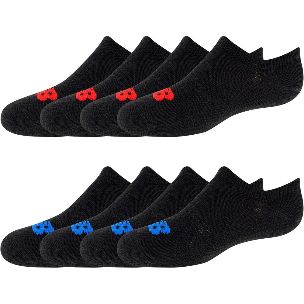 image:imageNew Balance Kids Performance Liner Socks 8 Pairs Breathable Half Cushion amp Arch SupportBlack RedBlue Logo
