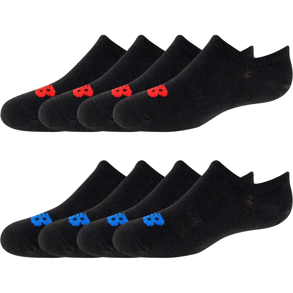 image:imageNew Balance Kids Performance Liner Socks 8 Pairs Breathable Half Cushion amp Arch SupportLegacy Black RedBlue Logo