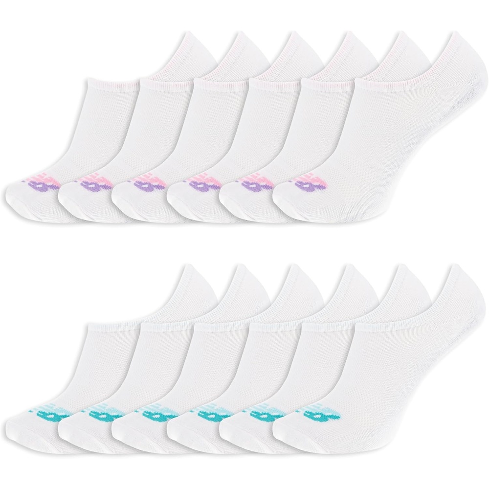 image:imageNew Balance Mens and Womens Performance Cushioned Liner Socks 6 amp 12 Pairs Moisture WickingWhite 12 Pairs