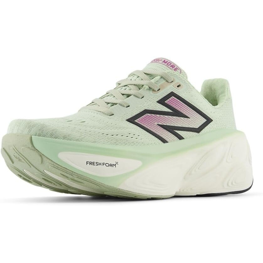 image:imageNew Balance Womens Fresh Foam X More V5 Road Running ShoesNatural MintPurple FuchsiaBlack