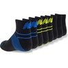 New Balance Kids’ Performance Cushioned Low Cut Socks – 8 Pairs – Breathable Mesh Arch Support(Black Stripe)