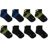 New Balance Kids’ Performance Cushioned Low Cut Socks – 8 Pairs – Breathable Mesh Arch Support(Legacy Black Stripe)