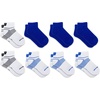 New Balance Kids’ Performance Cushioned Low Cut Socks – 8 Pairs – Breathable Mesh Arch Support(Legacy White/Blue)