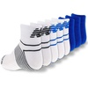 New Balance Kids’ Performance Cushioned Low Cut Socks – 8 Pairs – Breathable Mesh Arch Support(White/Blue)