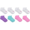 New Balance Kids’ Performance Cushioned Low Cut Socks – 8 Pairs – Breathable Mesh Arch Support(White/Pastel)