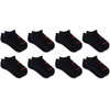 New Balance Kids’ Performance Cushioned No Show Socks – 8 Pairs – Breathable Mesh Arch Support(Black (Red Logo))