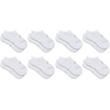 New Balance Kids’ Performance Cushioned No Show Socks – 8 Pairs – Breathable Mesh Arch Support(Legacy White (Grey Logo))