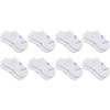New Balance Kids’ Performance Cushioned No Show Socks – 8 Pairs – Breathable Mesh Arch Support(Legacy White (Purple Logo))