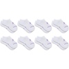 New Balance Kids’ Performance Cushioned No Show Socks – 8 Pairs – Breathable Mesh Arch Support(White (Purple Logo))