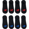 New Balance Kids’ Performance Liner Socks – 8 Pairs – Breathable Half Cushion & Arch Support(Black (Red/Blue Logo))