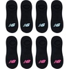 New Balance Kids’ Performance Liner Socks – 8 Pairs – Breathable Half Cushion & Arch Support(Black (Teal/Pink Logo))