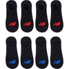 New Balance Kids’ Performance Liner Socks – 8 Pairs – Breathable Half Cushion & Arch Support(Legacy Black (Red/Blue Logo))