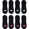 New Balance Kids’ Performance Liner Socks – 8 Pairs – Breathable Half Cushion & Arch Support(Legacy Black (Teal/Pink Logo))