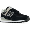 New Balance boys unisex-child 574 Core Hook & Loop(Black/White)