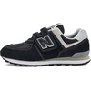 New Balance boys unisex-child 574 Core Hook & Loop(Black/White)