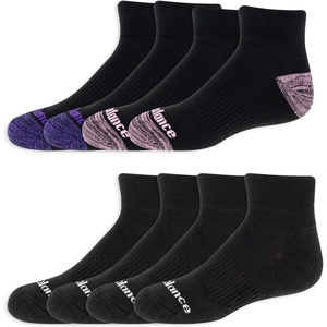 New Balance Kids’ Performance Cushioned Low Cut Socks – 8 Pairs – Breathable Mesh Arch Support(Black)