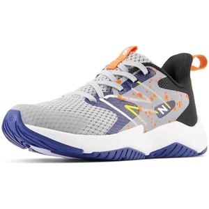New Balance Kids’ Rave Run V2 Lace-Up Running Shoes(Rain Cloud/Night Sky/Blaze Orange)