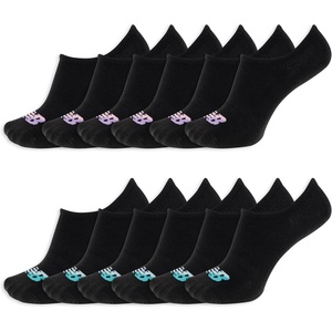New Balance Men’s and Women’s Performance Cushioned Liner Socks – 6 & 12 Pairs – Moisture Wicking(Black (12 Pairs))