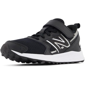 New Balance Unisex-Child Kids Fresh Foam 650 V1 Bungee Lace with Top Strap | Running Shoes(Black/Metallic Silver/White)