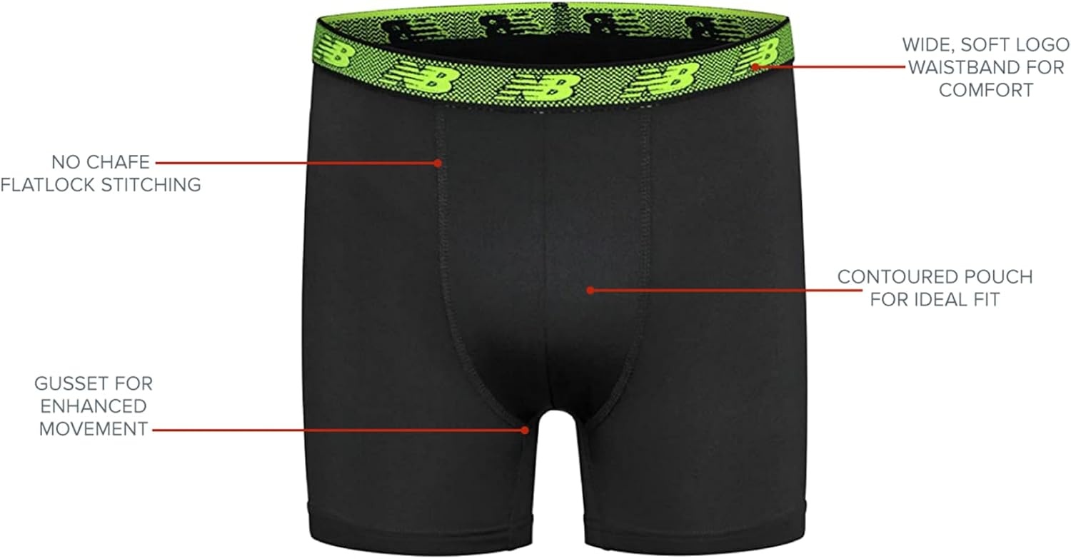 image:imageNew Balance Boys 35 Underwear Performance Boxer Briefs 4 PackTeam Red Thunderbolt CamoBlue GraphiteTeam RedBlack
