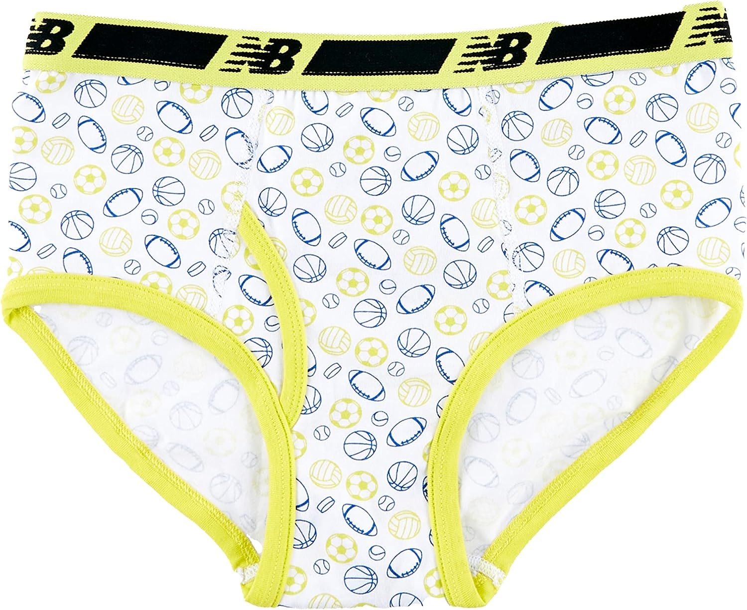 image:imageNew Balance Boys Nonbrushed Jersey Performance Wicking Cotton Brief Underwear 5 PackHiliteSports BallLogo BgTeam RoyalBlack