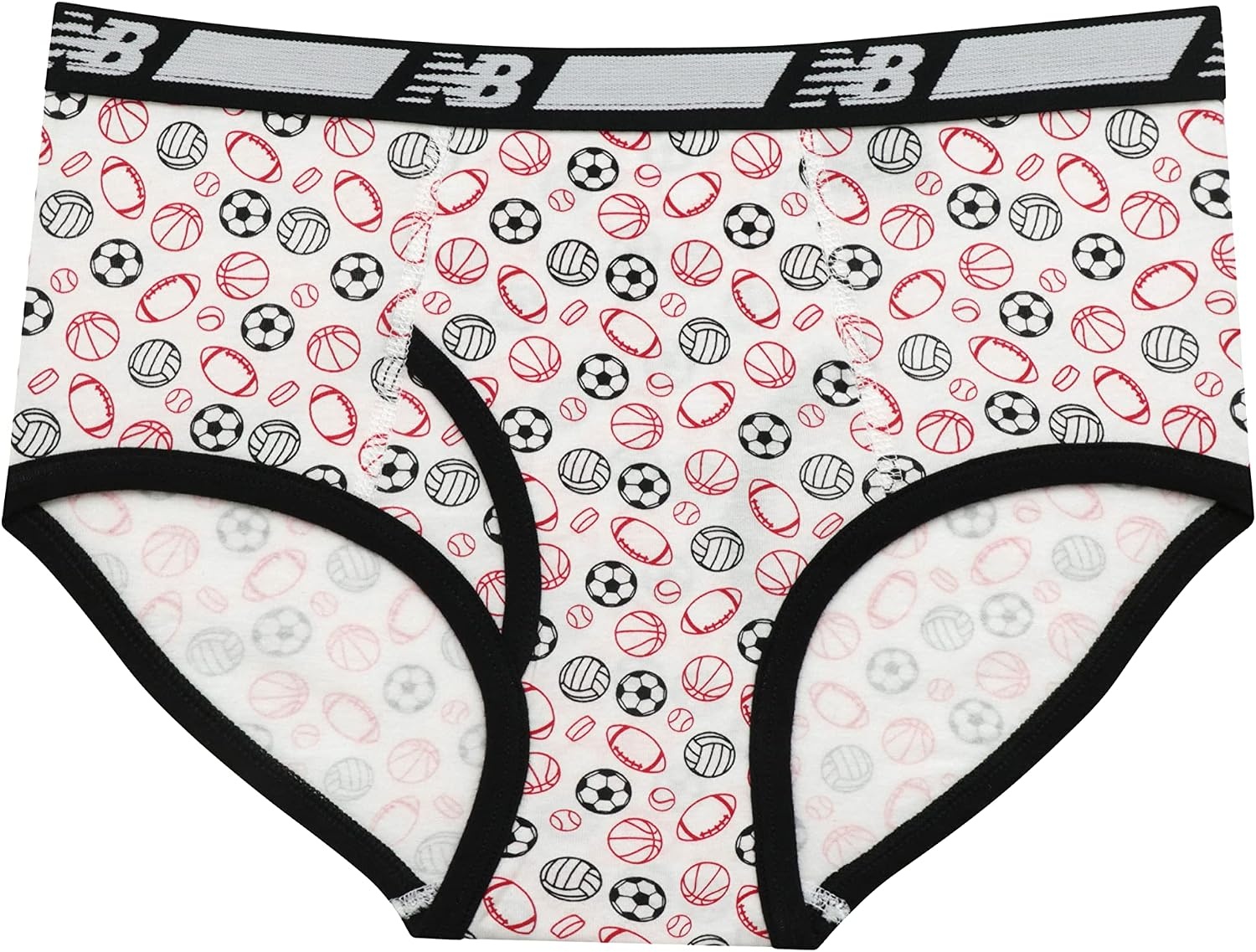 image:imageNew Balance Boys Nonbrushed Jersey Performance Wicking Cotton Brief Underwear 5 PackStripesTeamBlackLeadSports