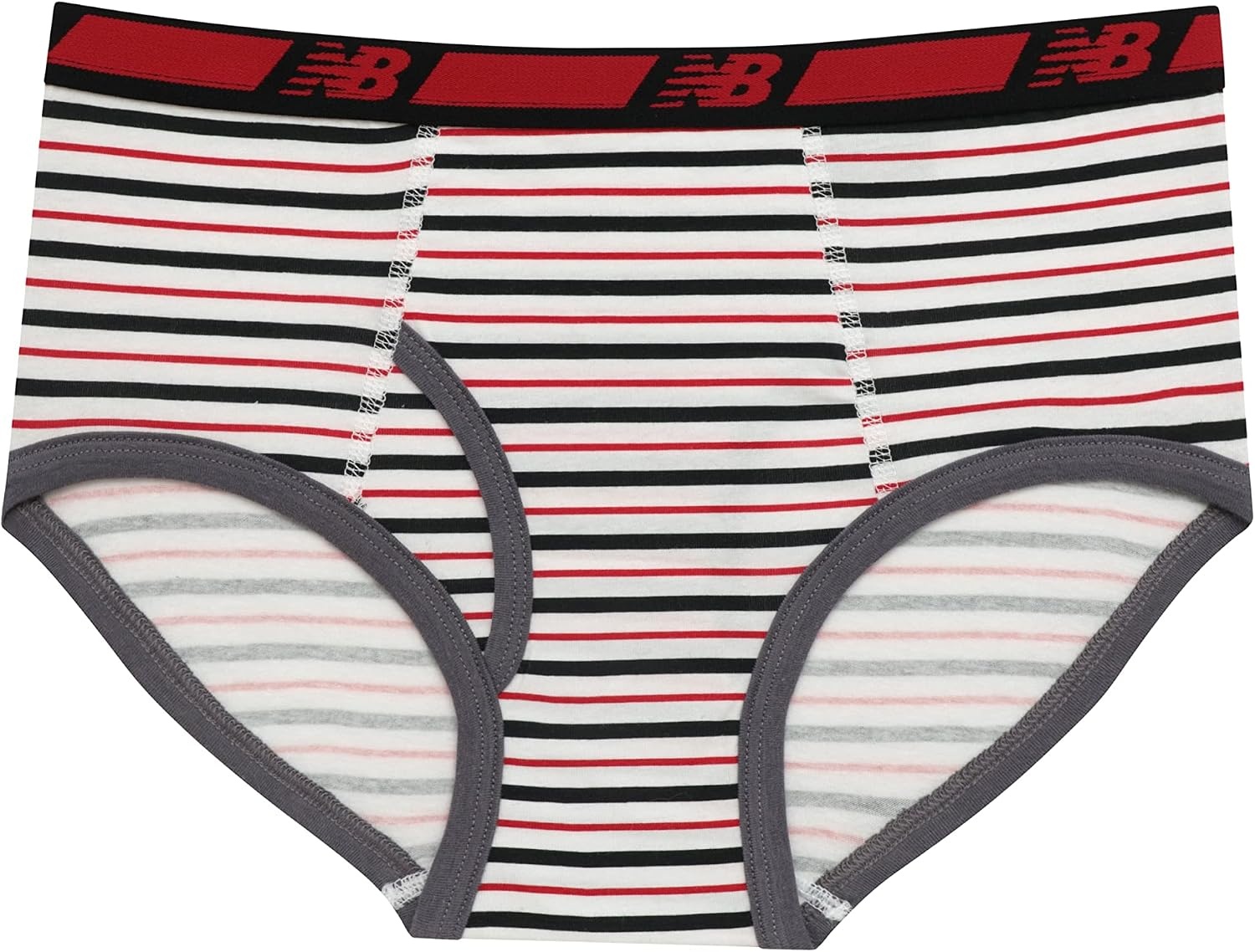 image:imageNew Balance Boys Nonbrushed Jersey Performance Wicking Cotton Brief Underwear 5 PackStripesTeamBlackLeadSports