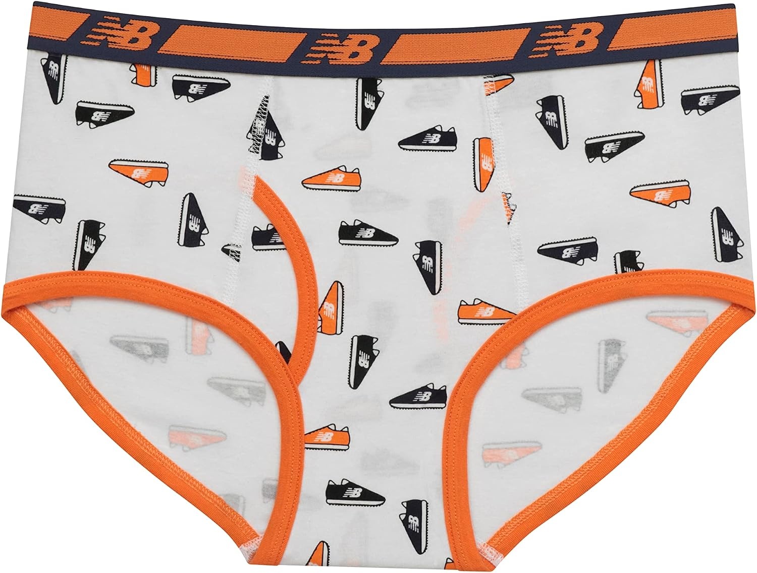 image:imageNew Balance Boys Nonbrushed Jersey Performance Wicking Cotton Brief Underwear 5 PackTeam NavyWhiteStripesGinger OrangeShoes
