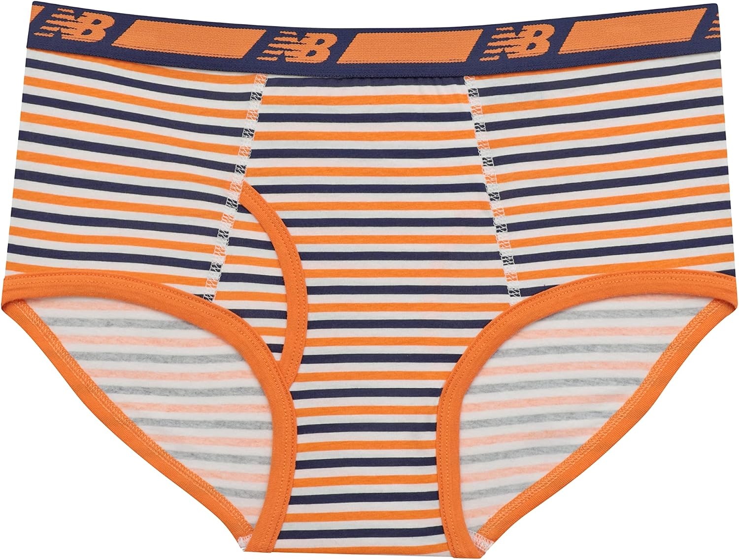 image:imageNew Balance Boys Nonbrushed Jersey Performance Wicking Cotton Brief Underwear 5 PackTeam NavyWhiteStripesGinger OrangeShoes
