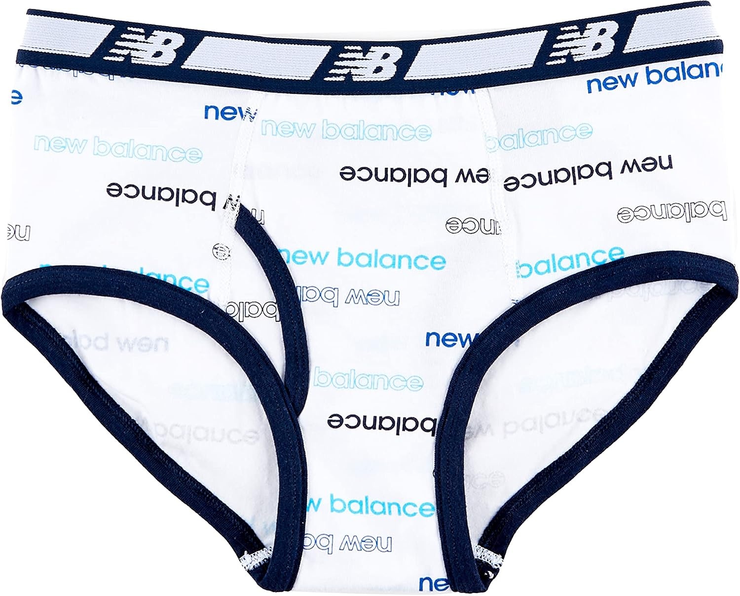 image:imageNew Balance Boys Nonbrushed Jersey Performance Wicking Cotton Brief Underwear 5 PackTeam NavyWhiteWord Blue Team RoyalStripes