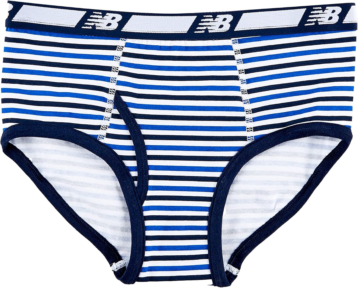 image:imageNew Balance Boys Nonbrushed Jersey Performance Wicking Cotton Brief Underwear 5 PackTeam NavyWhiteWord Blue Team RoyalStripes