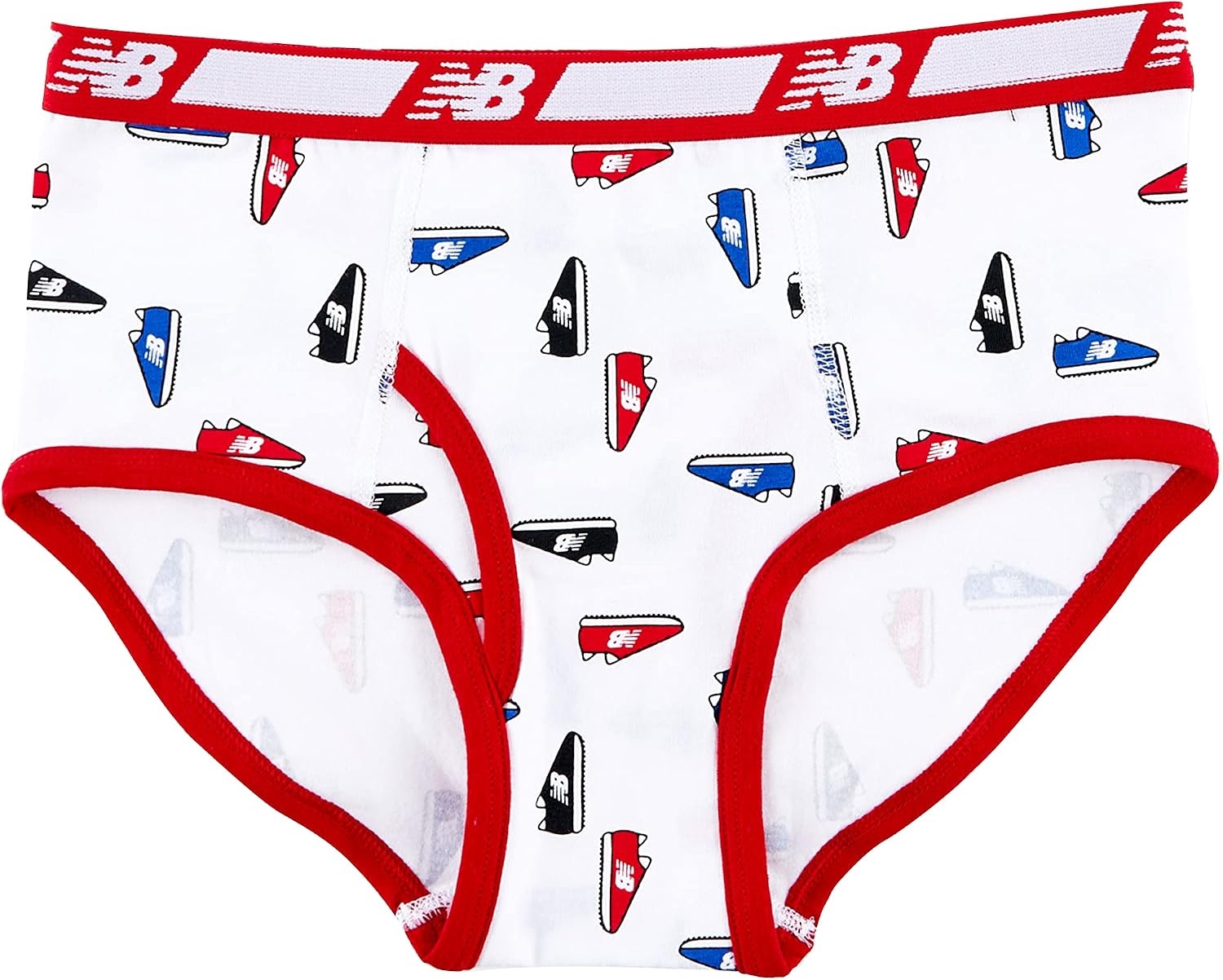 image:imageNew Balance Boys Nonbrushed Jersey Performance Wicking Cotton Brief Underwear 5 PackTeam RoyalShoes RedTeam RedStripesWhite