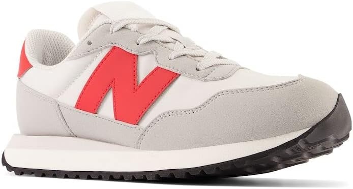 image:imageNew Balance Kids 237 V1 Laceup SneakerConcreteTrue Red