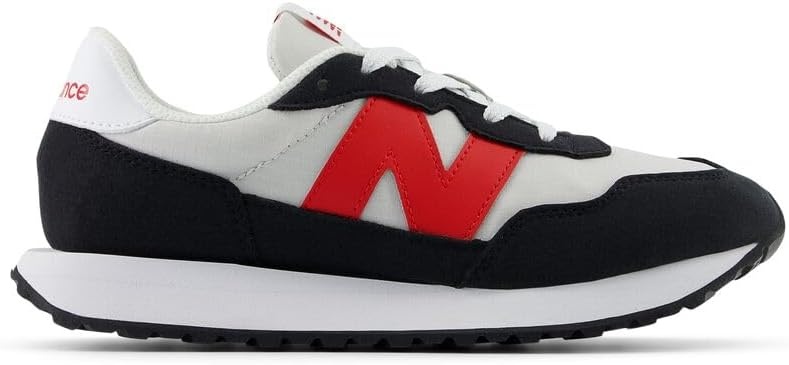 image:imageNew Balance Kids 237 V1 Laceup SneakerGrey MatterTrue Red