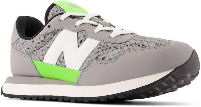 image:imageNew Balance Kids 237 V1 Laceup SneakerShadow GreyPixel Green