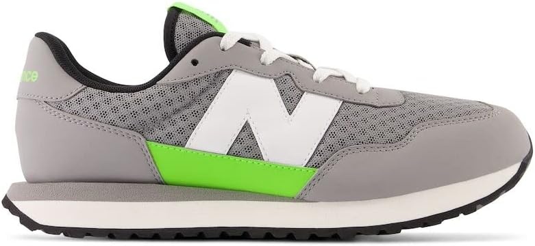 image:imageNew Balance Kids 237 V1 Laceup SneakerShadow GreyPixel Green