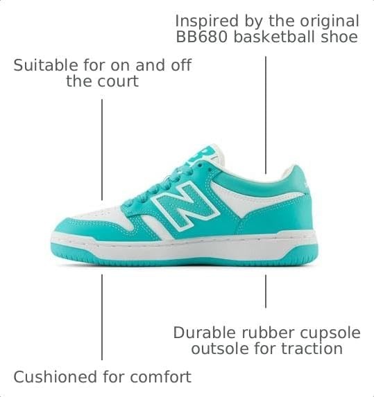 image:imageNew Balance Kids 480 V1 Laceup SneakerAirytealWhite