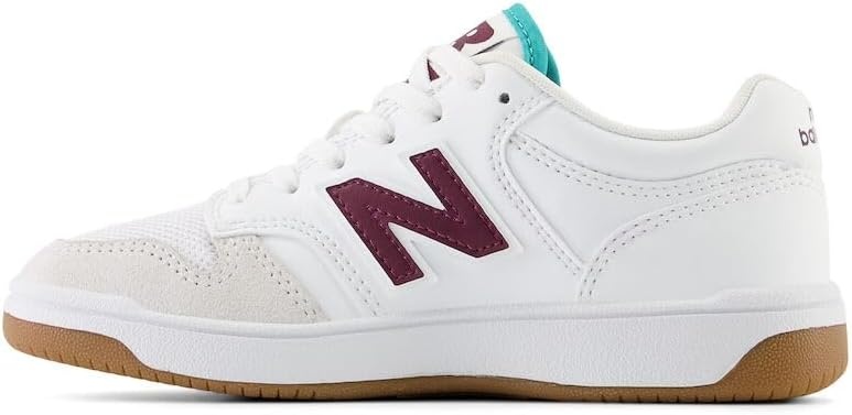 image:imageNew Balance Kids 480 V1 Laceup SneakerWhiteNb Burgundy