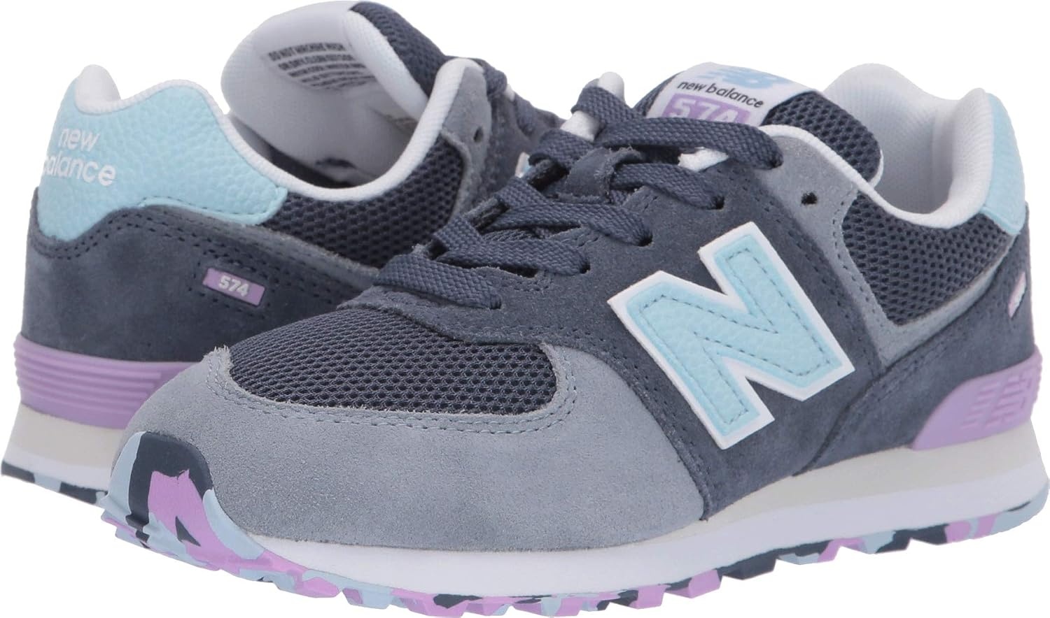 image:imageNew Balance Kids 574 V1 Neo Sole Laceup Casual ShoesVintage IndigoDark Violet Glo