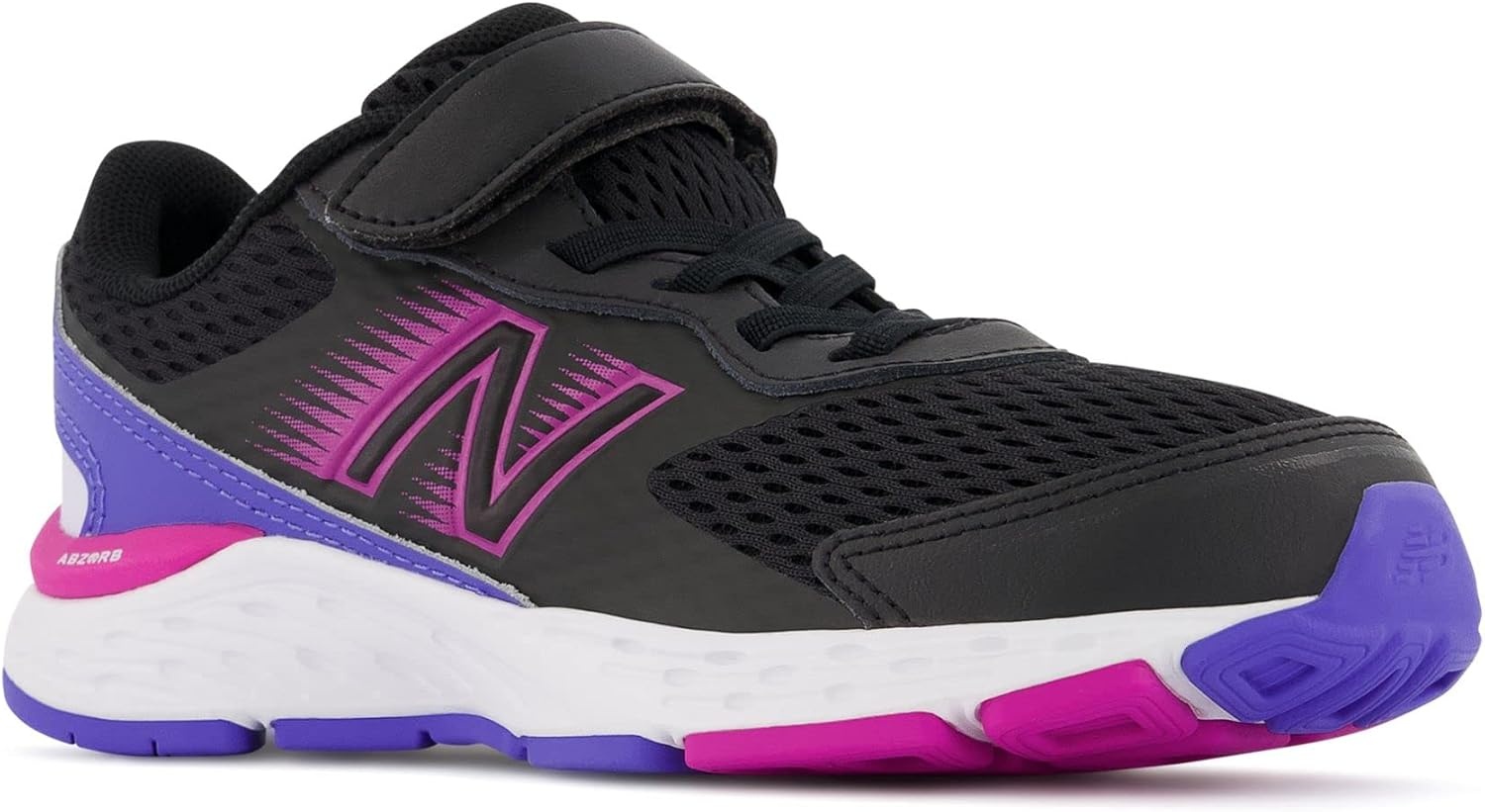 image:imageNew Balance Kids 680 V6 Hook and Loop Running ShoeBlackMagenta PopAura