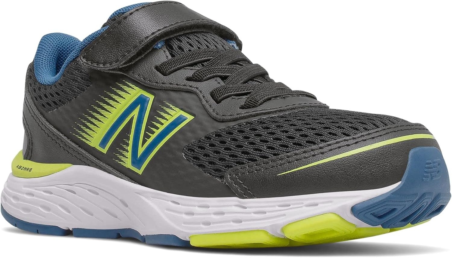 image:imageNew Balance Kids 680 V6 Hook and Loop Running ShoeBlackOxygen BlueSulphur Yellow
