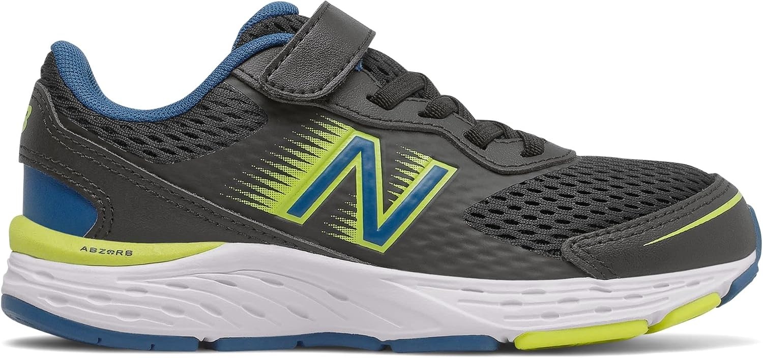 image:imageNew Balance Kids 680 V6 Hook and Loop Running ShoeBlackOxygen BlueSulphur Yellow