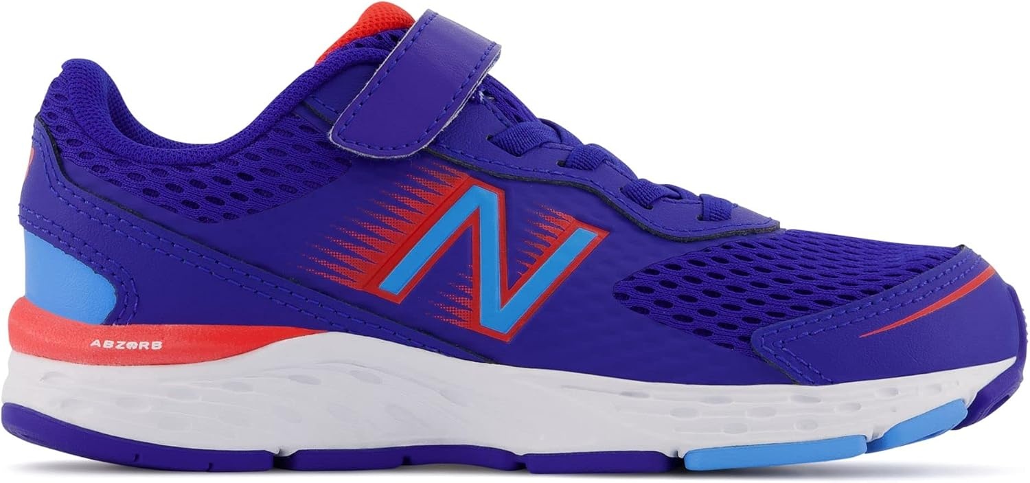 image:imageNew Balance Kids 680 V6 Hook and Loop Running ShoeInfinity BlueNeo FlameVibrant Sky