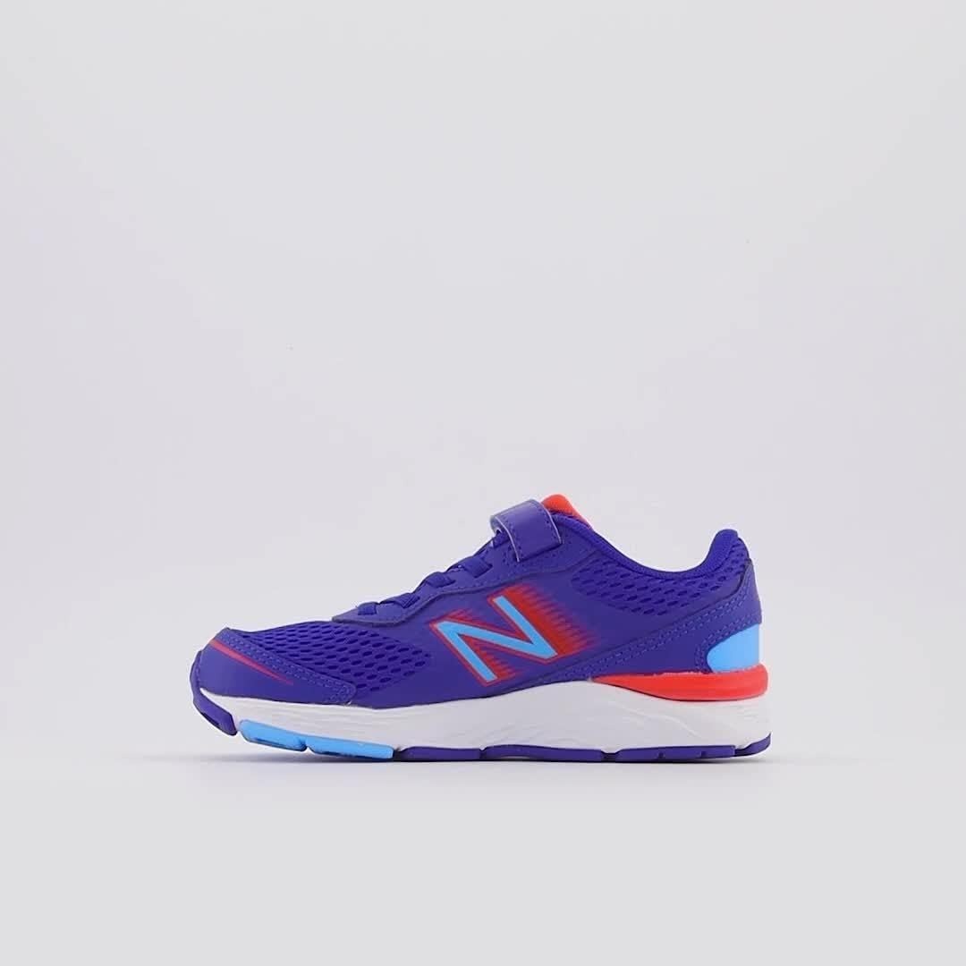 image:imageNew Balance Kids 680 V6 Hook and Loop Running ShoeInfinity BlueNeo FlameVibrant Sky