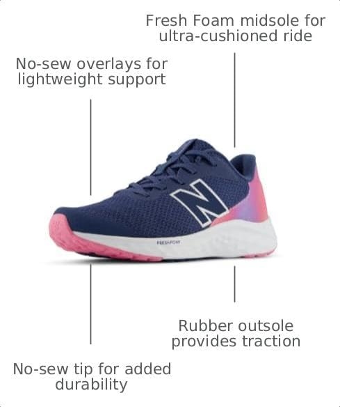image:imageNew Balance Kids Arishi Lace Running Shoe Big KidVintage IndigoSignal Pink