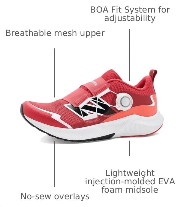 image:imageNew Balance Kids DynaSoft Reveal V4 Boa Running ShoeFire CrackerShadow Red