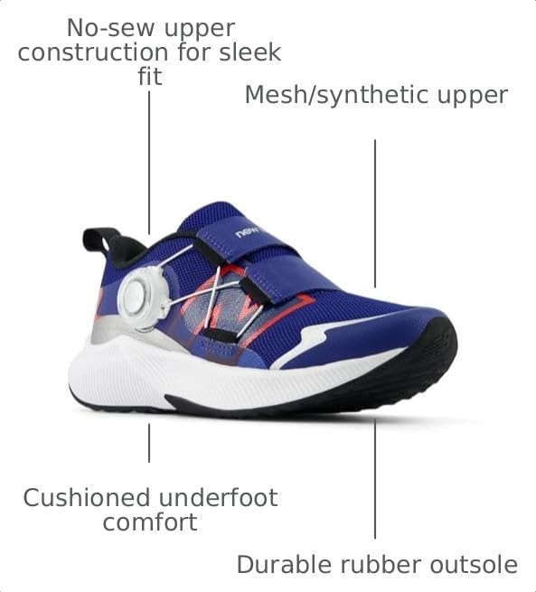 image:imageNew Balance Kids DynaSoft Reveal V4 Boa Running ShoeInkwell With Team Red and Silver Metallic